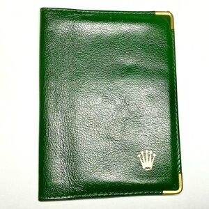 ROLEX Green Leather Passport Holder 5.60x4.20 inches